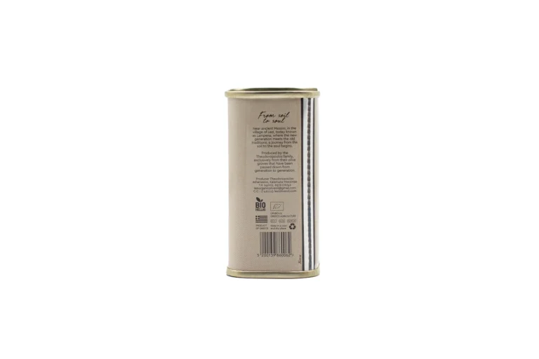 LEZI Organic Extra Virgin Olive Oil tin 100ml - Back View