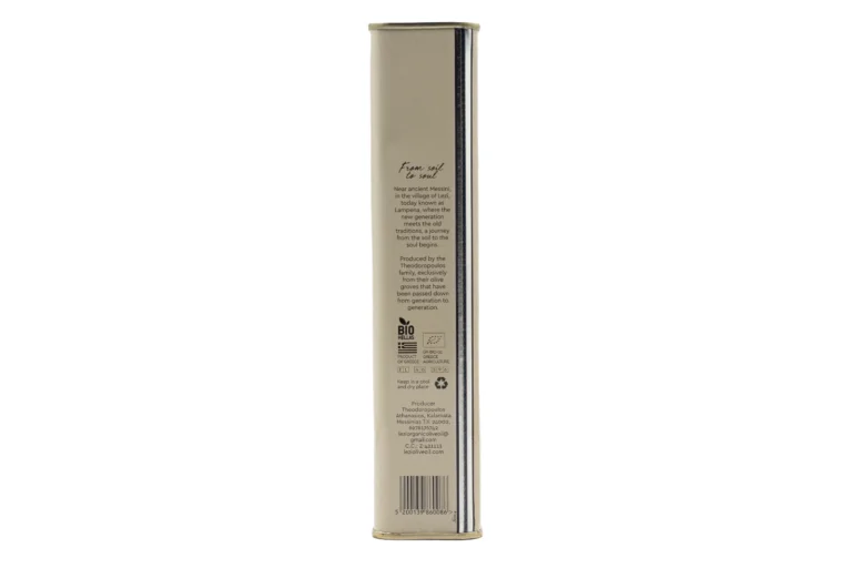 LEZI Organic Extra Virgin Olive Oil tin 500ml - Back View