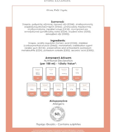 OPA! Rose - Nutritional Information